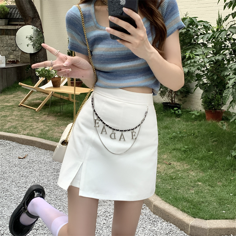 Chân Váy Denim Lưng Cao Màu Sắc Thời Trang Mùa Hè Cho Nữ