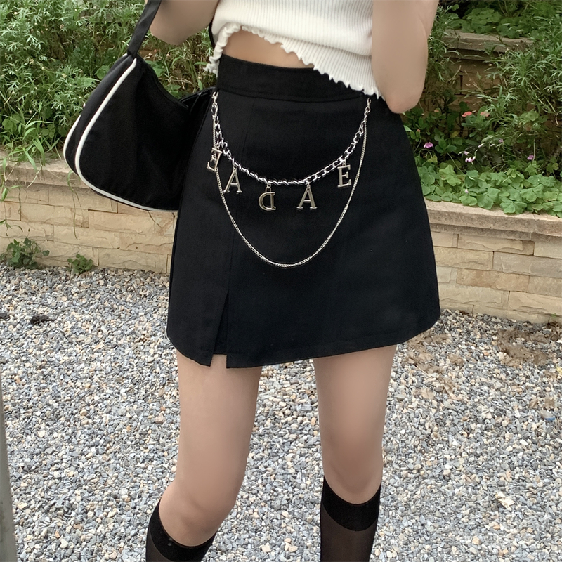 Chân Váy Denim Lưng Cao Màu Sắc Thời Trang Mùa Hè Cho Nữ