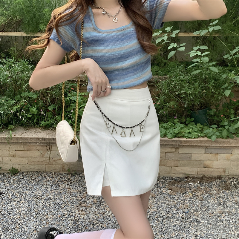 Chân Váy Denim Lưng Cao Màu Sắc Thời Trang Mùa Hè Cho Nữ