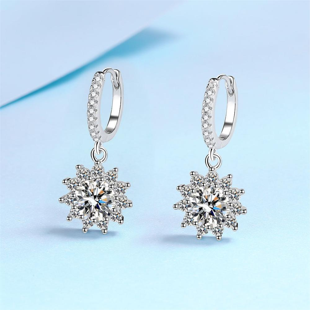 XDY-263 bông tai bạc 925 cho nữ, Moissanite 0,5 carat (có giấy chứng nhận) / zircon 5mm, zircon 6,5mm