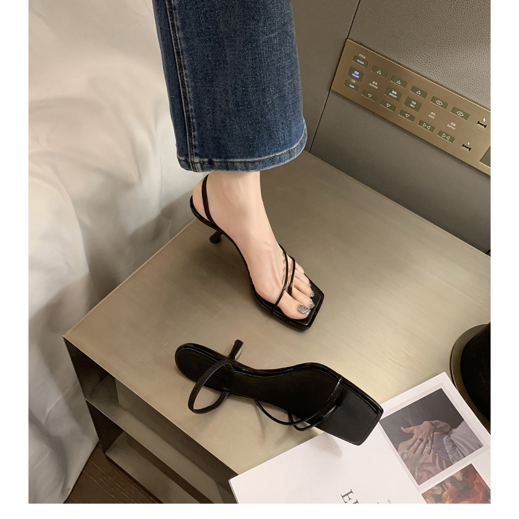 Hàng Mới Về Sandal Cao Gót Da Mềm Mũi Vuông Thời Trang Mùa Hè 2023 Dành Cho Nữ