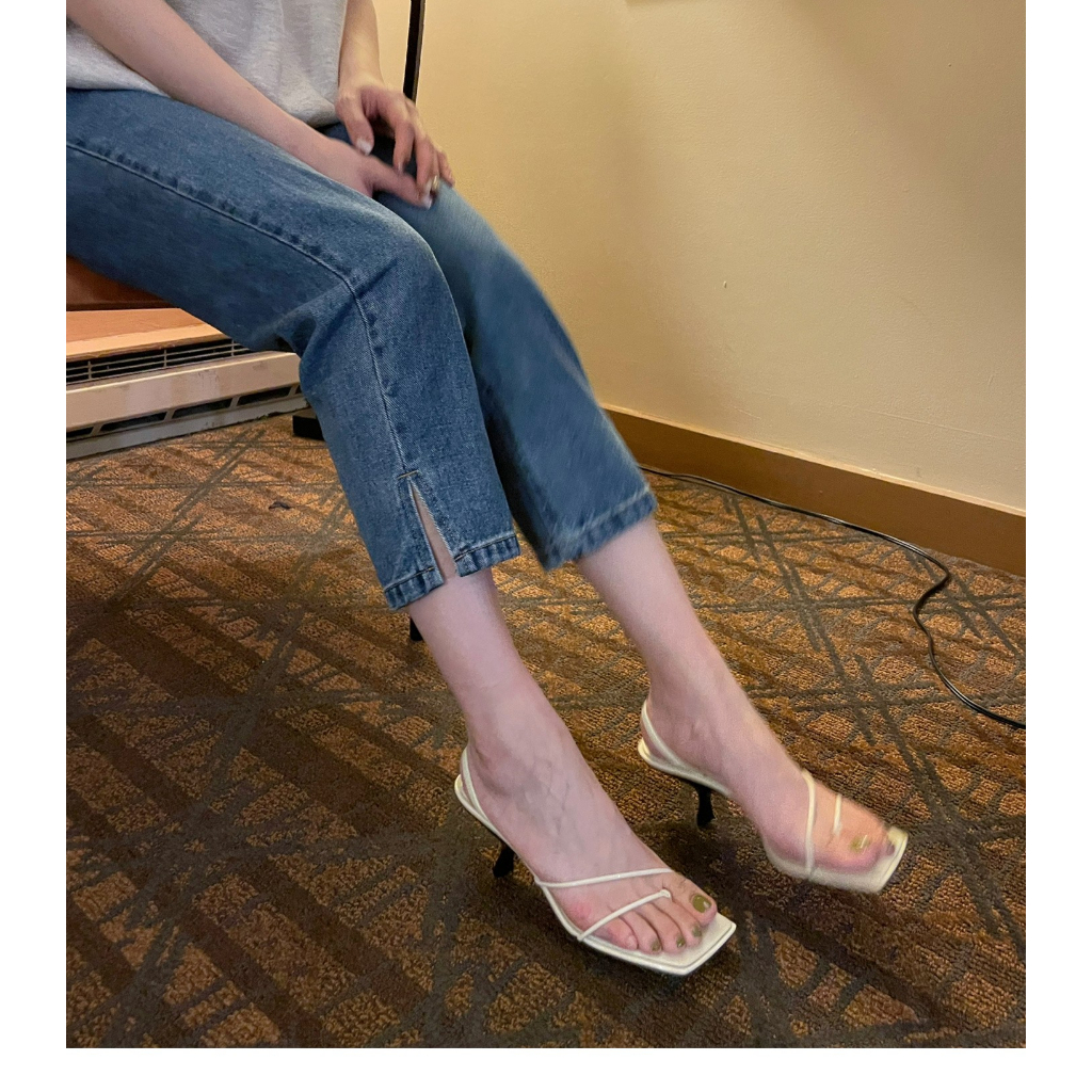 Hàng Mới Về Sandal Cao Gót Da Mềm Mũi Vuông Thời Trang Mùa Hè 2023 Dành Cho Nữ