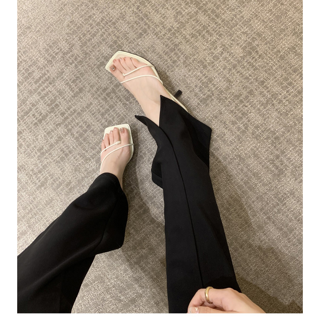 Hàng Mới Về Sandal Cao Gót Da Mềm Mũi Vuông Thời Trang Mùa Hè 2023 Dành Cho Nữ