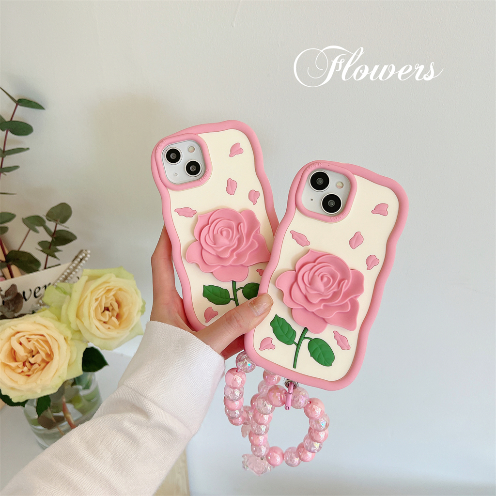 Ốp Điện Thoại Silicon Chống Sốc Họa Tiết Hoa Hồng Dễ Thương Dành Cho iPhone 14 13 11 12 Pro Max