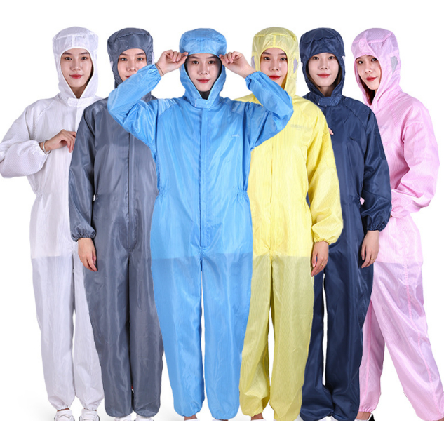 Áo Khoác Chống Tĩnh Điện Có Mũ Trùm Đầu Ba Mảnh Cho Nhân Viên Làm Việc / Bảo Quản Thực Phẩm Điện Tử Không Bụi Và Sạch Sẽ