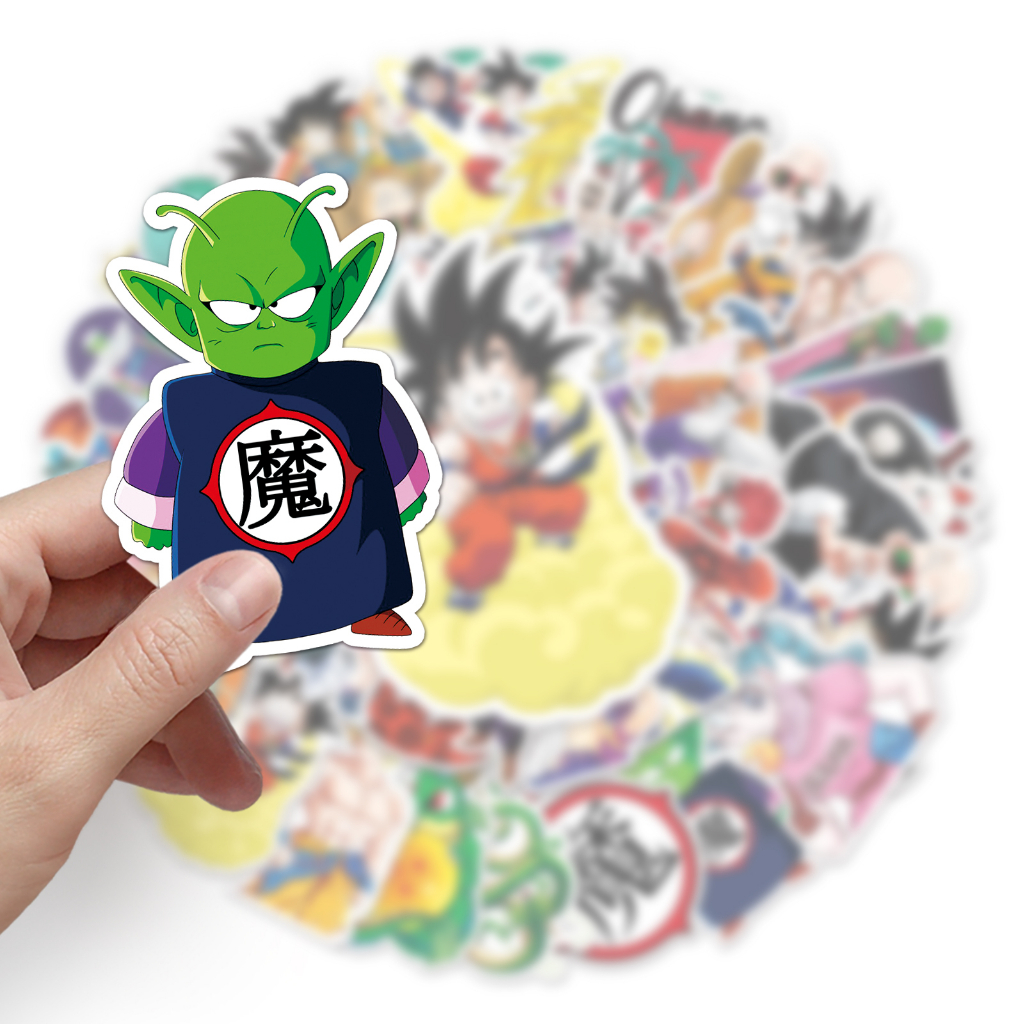 Bộ 50 Miếng Dán Trang Trí Xe Hơi / Nhà Cửa Họa Tiết Hoạt Hình Dragon Ball Vui Nhộn Chống Thấm Nước DIY