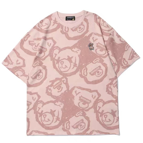 Áo thun COZOK ngắn tay dáng rộng phối màu nhuộm dễ phối đồ