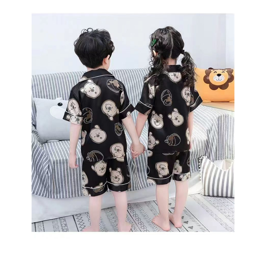 Bộ Đồ Ngủ Ngắn Tay Bằng Lụa Mát Thời Trang Mùa Hè Dành Cho Mẹ Và Bé