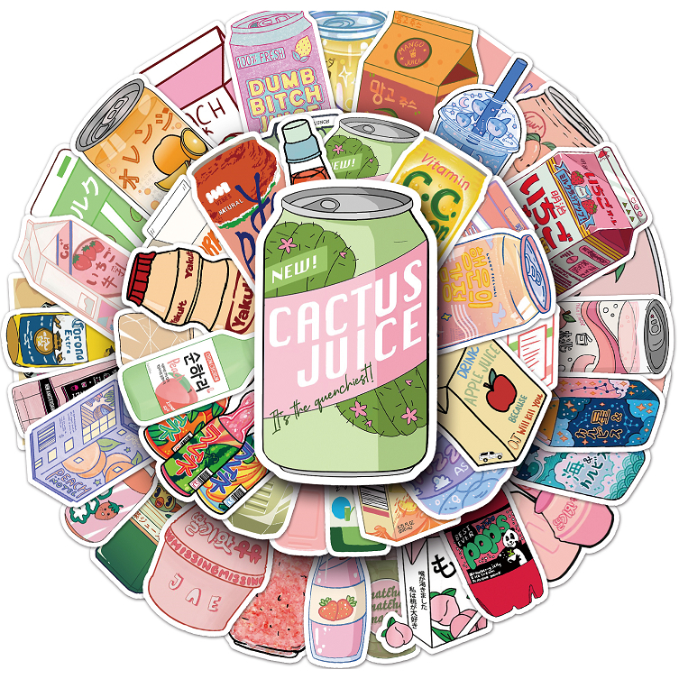 Bộ 50 Miếng Dán Trang Trí Xe Hơi / Nhà Cửa Chống Thấm Nước Họa Tiết Vui Nhộn DIY