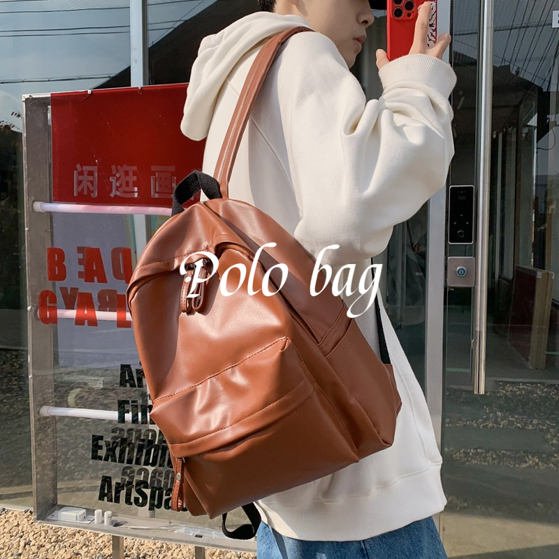 Ba Lô Thể Thao Da PU Màu Trơn Sức Chứa Lớn Thời Trang Cho Nam