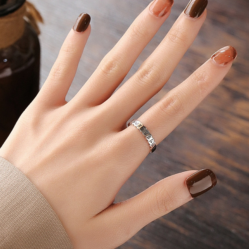 925 Silver Plated Retro Heart Shaped Ring For Women