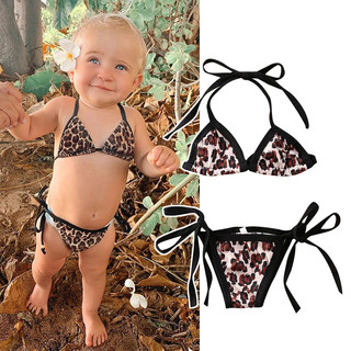 Bộ Bikini 2 Mảnh Họa Tiết Da Báo Cho Bé Gái