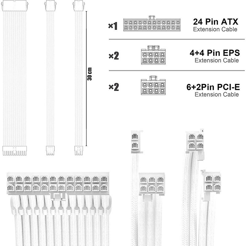 Dây Cáp Nối Dài CPU GPU Sata 1 Cái Atx 24Pin / Eps 4 + 4Pin / Pci-E 8Pin / Pci-E 6Pin