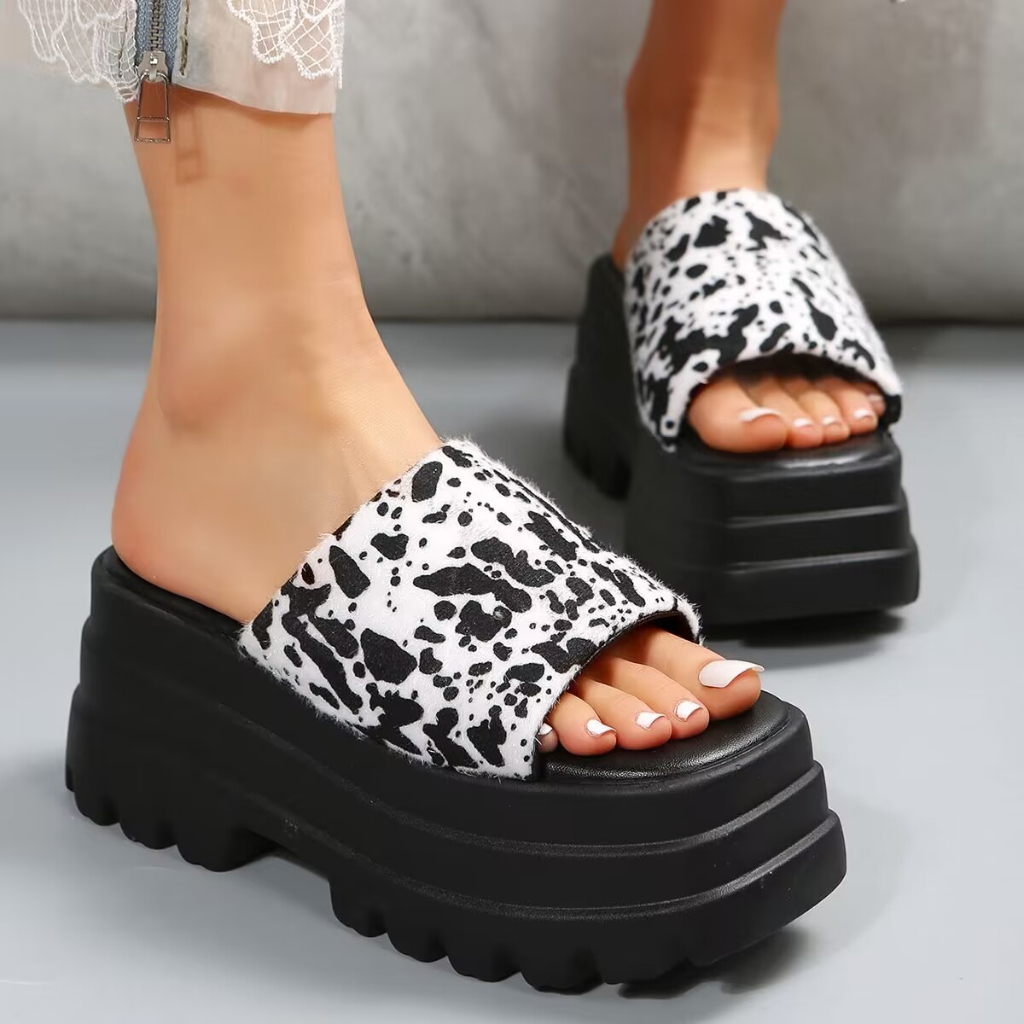 Giày Sandal Đế Xuồng Dày 9cm Mũi Tròn Size Lớn Thời Trang Xuân Hè Âu Mỹ Cho Nữ
