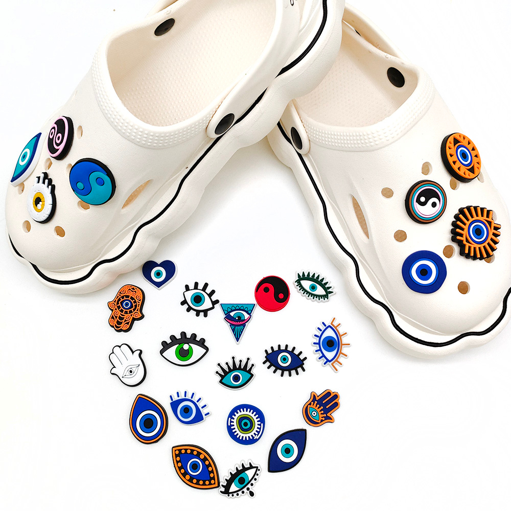 1 mắt ban đầu giày quyến rũ DIY phụ kiện guốc da cá sấu jibbitz PVC crocs mới lạ dép chân trang trí quà tặng cho trẻ em gái