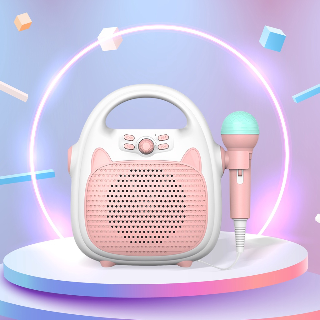 LAHOMIA Đồ chơi máy hát karaoke có mi cờ rô và đèn LED vui nhộn dành cho trẻ em