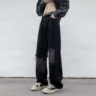 Quần jeans Đen Trơn Thời Trang Hàn Quốc Cho Nam Nữ quần jean rách gối cao cấp quần bò nam rách gối