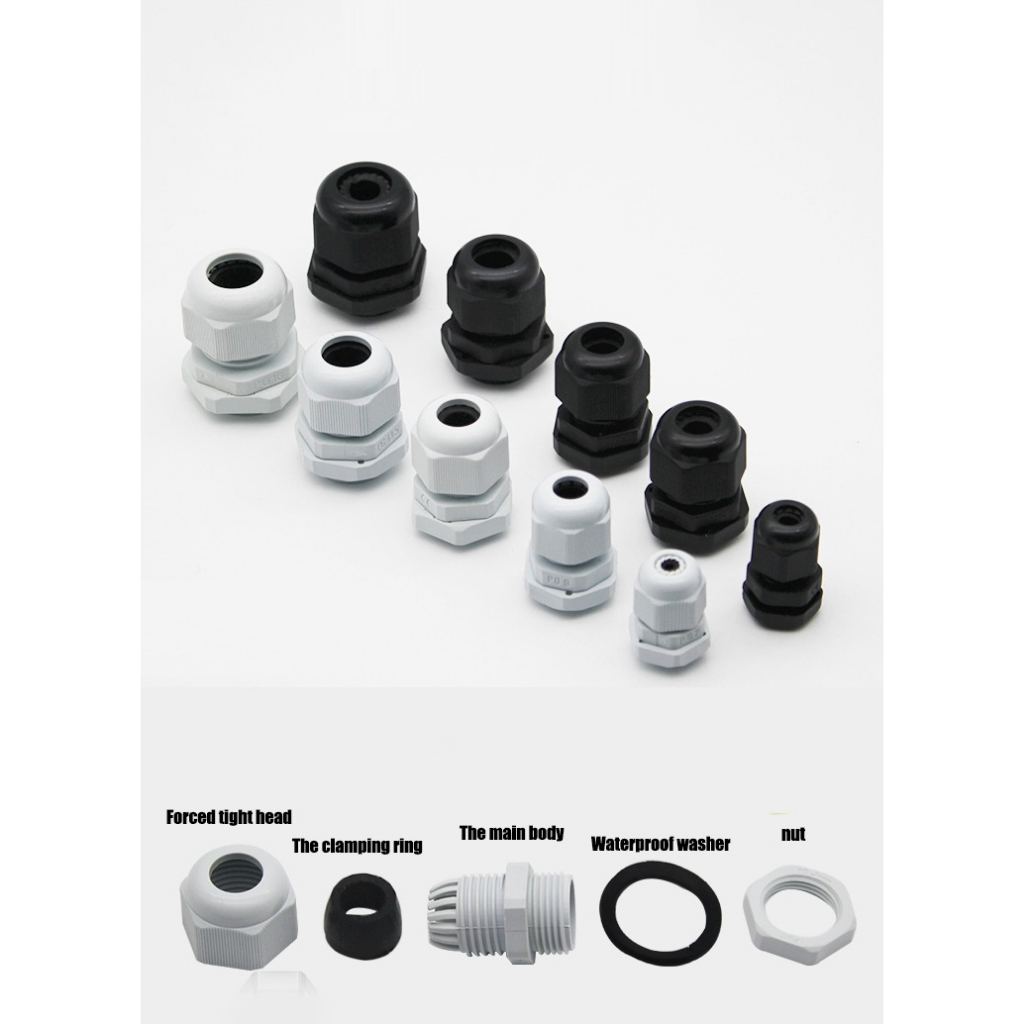50/20/10/5Pcs  Waterproof Cable Connector Gland  Plastic Seal Joint Nylon IP68 PG7 PG9 PG11 PG13.5 PG16  PG19 PG21 PG25 PG29 PG36 PG42 PG48 White Black Cable Fixing Nylon ConnectorĐầu Nối Bằng Nhựa Chống Nước