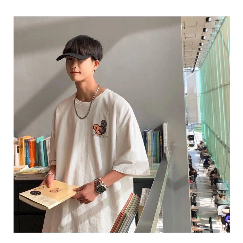 Áo Thun Tay Ngắn Dáng Rộng Thời Trang Mùa Hè Phong Cách Hong Kong Cho Nam