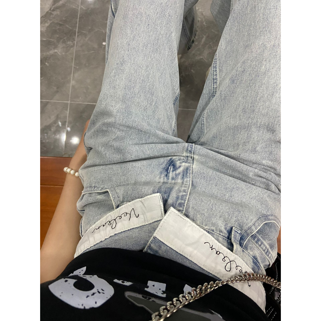 QADCOL Vibe Quần Jean Dài Lưng Cao Ống Đứng Dáng Ôm Phong Cách retro Đường Phố Thời Trang Cao Cấp Dành Cho Trẻ Em