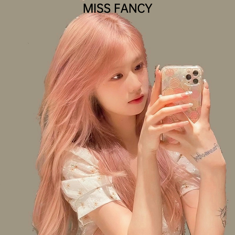 Tóc giả thẳng dài MISS FANCY tóc giả thẳng Tóc giả dài thẳng Bộ tóc giả màu hồng nhạt 60cm Cô gái tóc giả tóc dài đẹp và phong cách