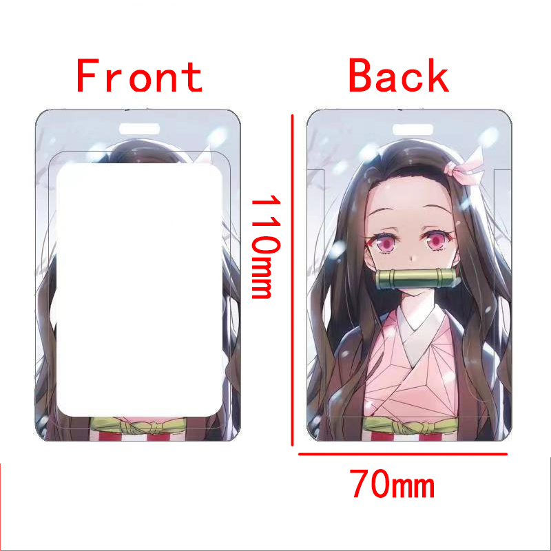 Set 4 Ví Đựng Thẻ ID Họa Tiết Anime Demon Slayer Chống Thấm Nước Giá Đỡ