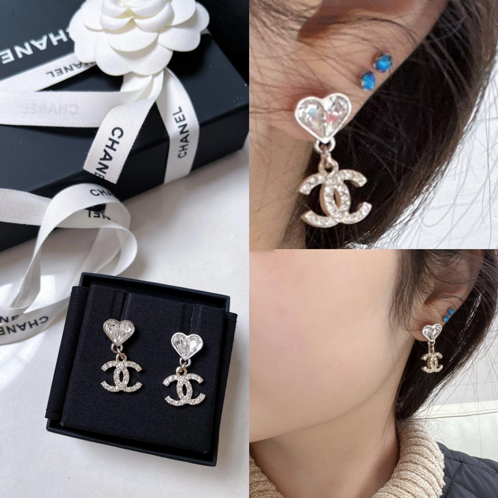 Bông Tai Mạ Bạc Hình Trái Tim Đính Đá Thời Trang Dành Cho Nữ