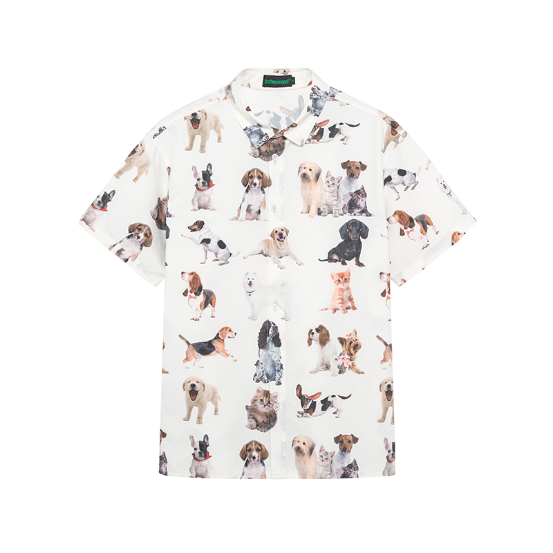 HUANG YOYO Áo Sơ Mi Tay Ngắn Dáng Rộng Có Cổ In Hình Động Vật Vui Nhộn Thiết Kế Mới Dành Cho Bạn Gái