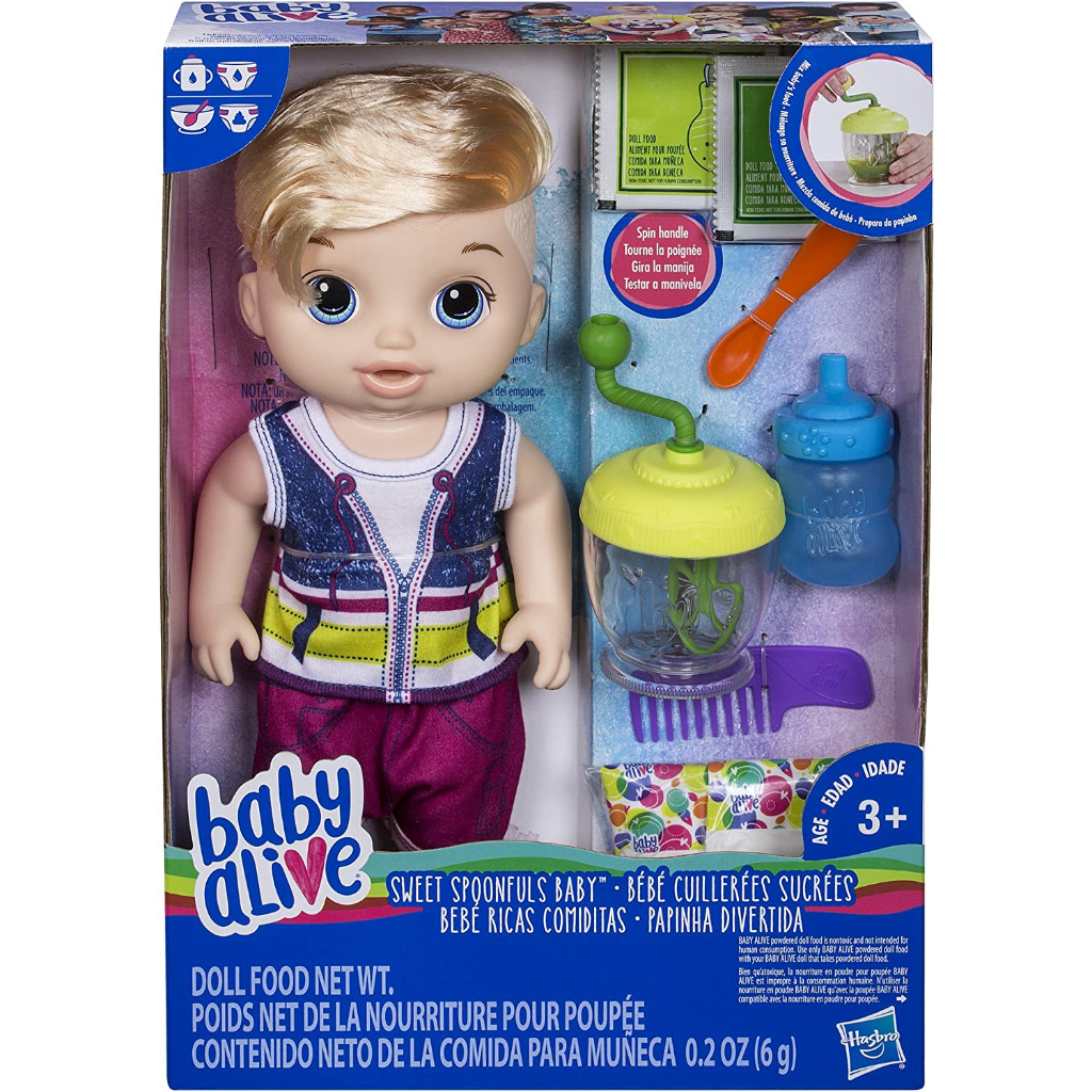 Baby Alive Sweet Spoonfuls Boy Blonde Baby Boy Doll E0635 Búp Bê Bé Trai Blonde E0635 Dễ Thương Xinh Xắn