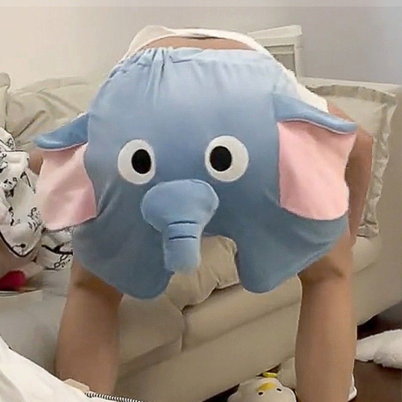 Xin LAN YA SHE Quần Short Dáng Rộng Co Giãn Mặc Ở Nhà Họa Tiết Chú Voi Dễ Thương Dành Cho Nam Và Nữ