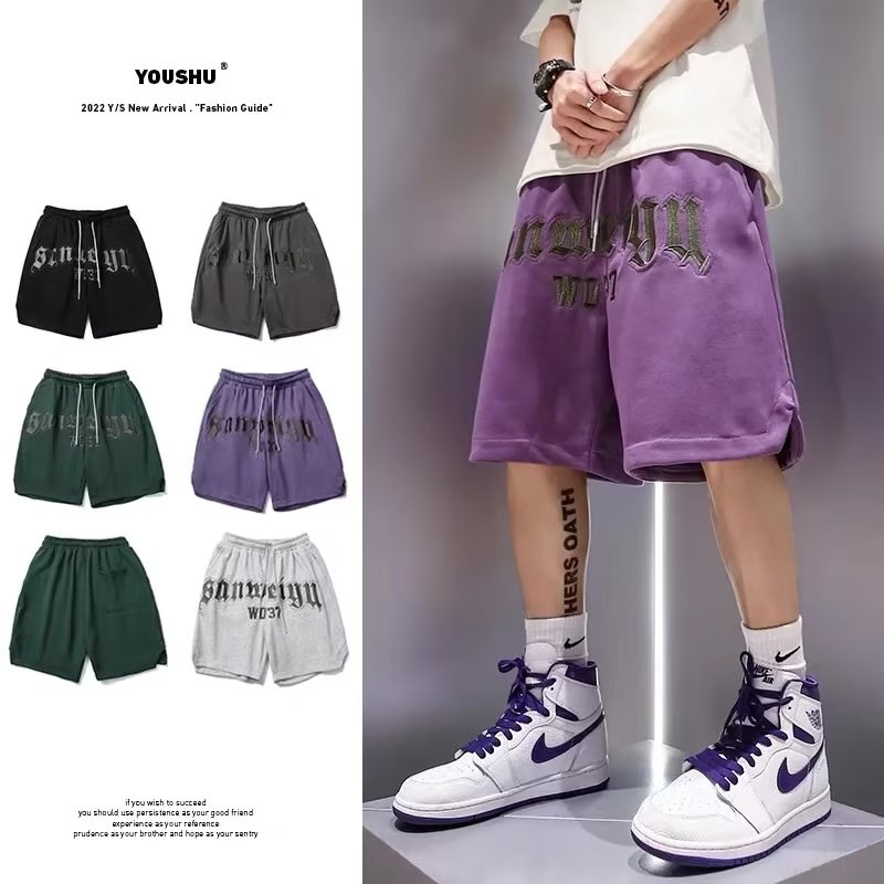 Quần Short Nam Cặp đôi Thể Thao Thêu Chữ Phong Cách Hàn Quốc Thời Trang Cho Nam Quần thể thao nam Ultra Short co giãn có túi khóa kéo