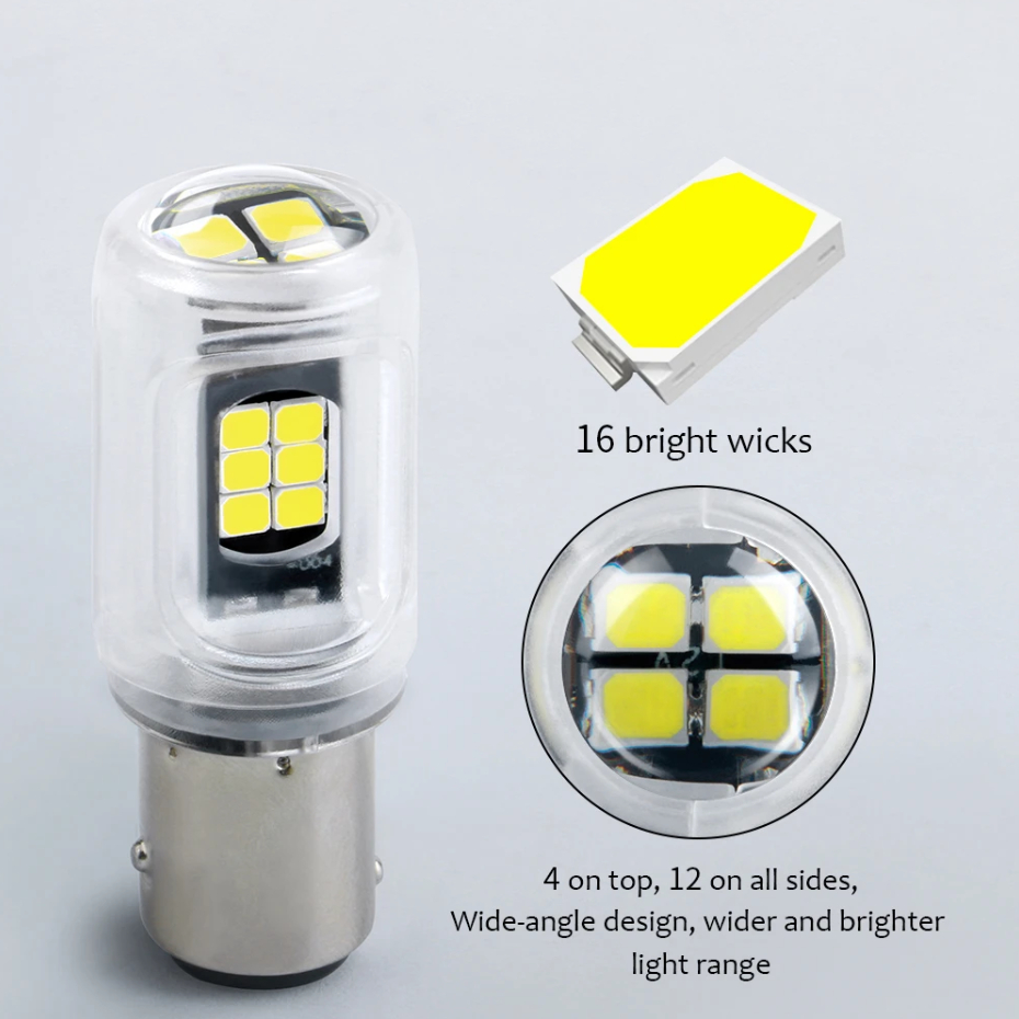 1 Đèn Led Tín Hiệu Xi Nhan 1156 BA15S P21W 1157 Bay15d P21 5w 3030 16SMD Cho Xe Hơi