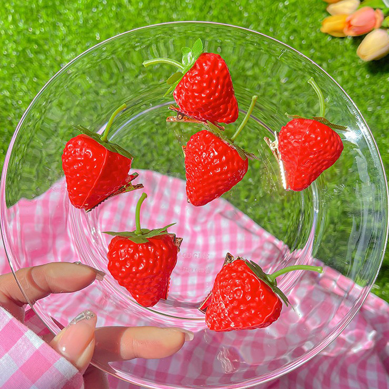 Kẹp Tóc Dâu Tây / Cam Ba Chiều Dễ Thương Vui Nhộn Cho Học Sinh