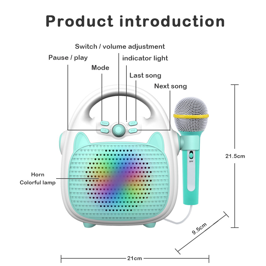 LAHOMIA Đồ chơi máy hát karaoke có mi cờ rô và đèn LED vui nhộn dành cho trẻ em