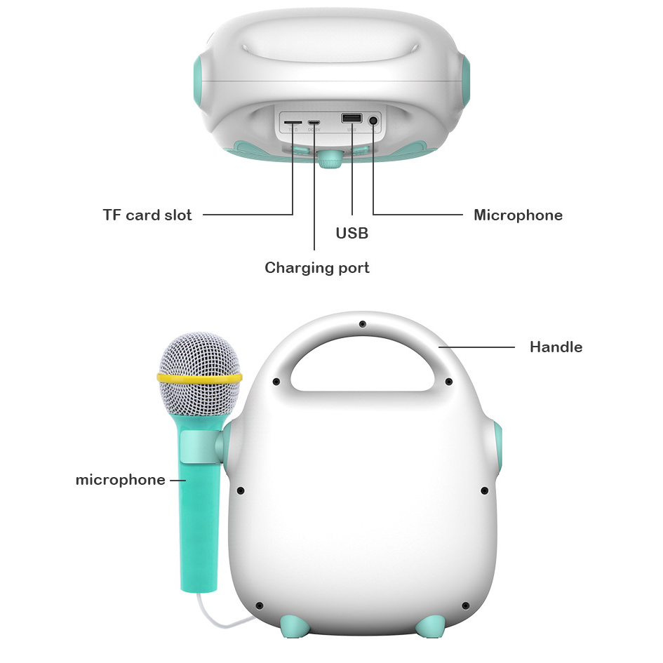LAHOMIA Đồ chơi máy hát karaoke có mi cờ rô và đèn LED vui nhộn dành cho trẻ em