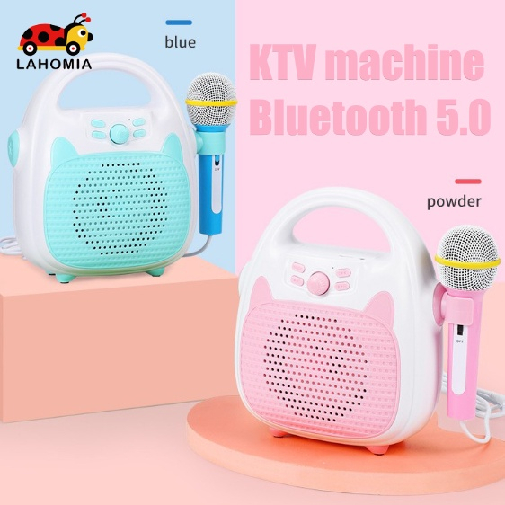LAHOMIA Đồ chơi máy hát karaoke có mi cờ rô và đèn LED vui nhộn dành cho trẻ em