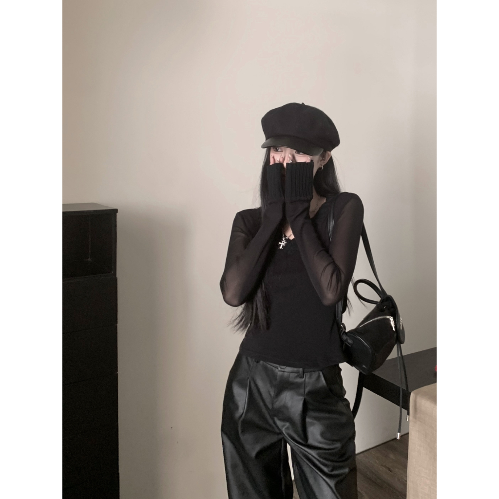 ZHELIHANGFEI Áo Dệt Kim Nữ Tay Dài Cổ Chữ V Thời Trang