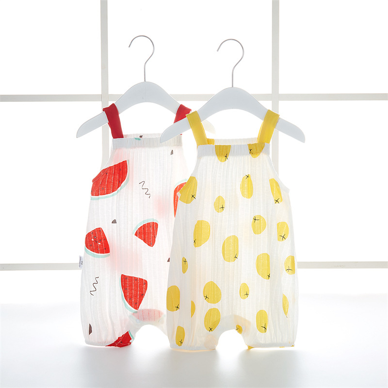 Sun baby Áo Liền Quần Hai Dây Họa Tiết Trái Cây Thời Trang Mùa Hè Cho