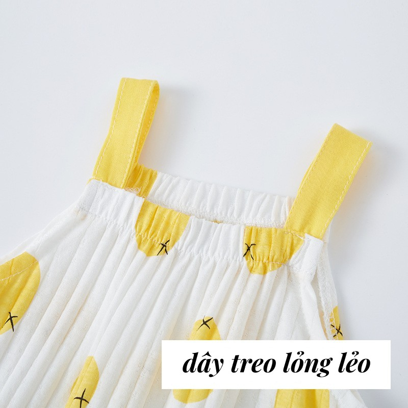 Sun baby Áo Liền Quần Hai Dây Họa Tiết Trái Cây Thời Trang Mùa Hè Cho