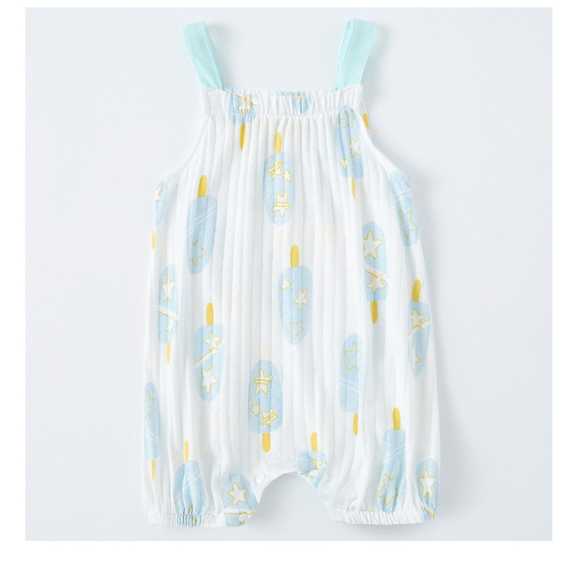 Sun baby Áo Liền Quần Hai Dây Họa Tiết Trái Cây Thời Trang Mùa Hè Cho