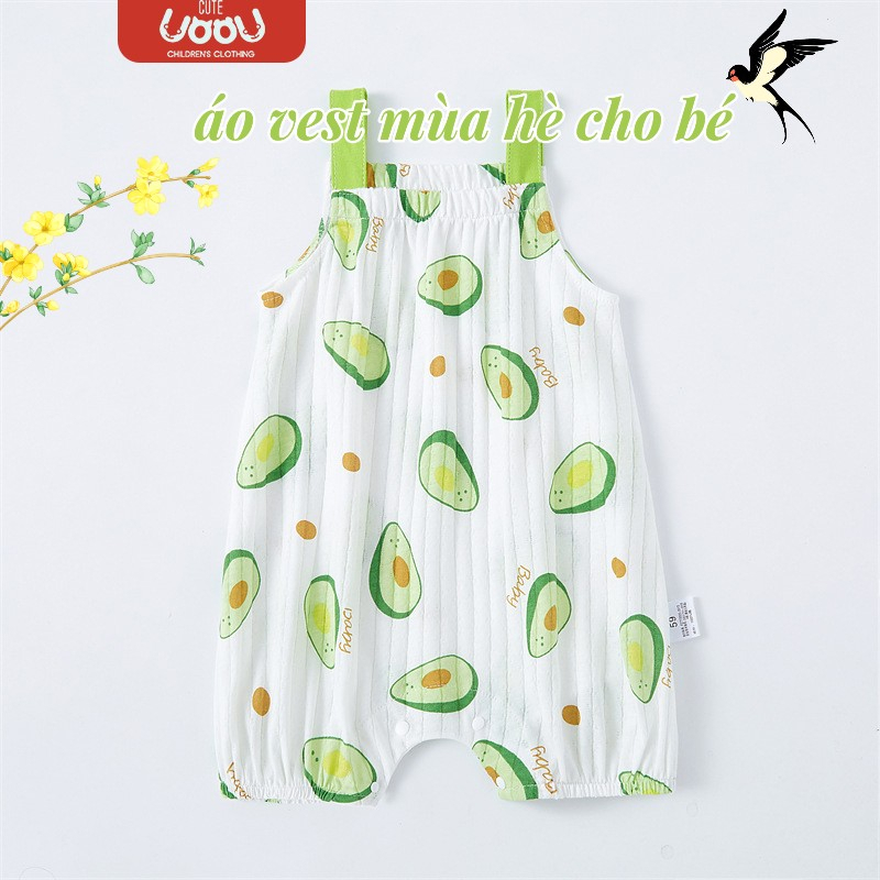Sun baby Áo Liền Quần Hai Dây Họa Tiết Trái Cây Thời Trang Mùa Hè Cho