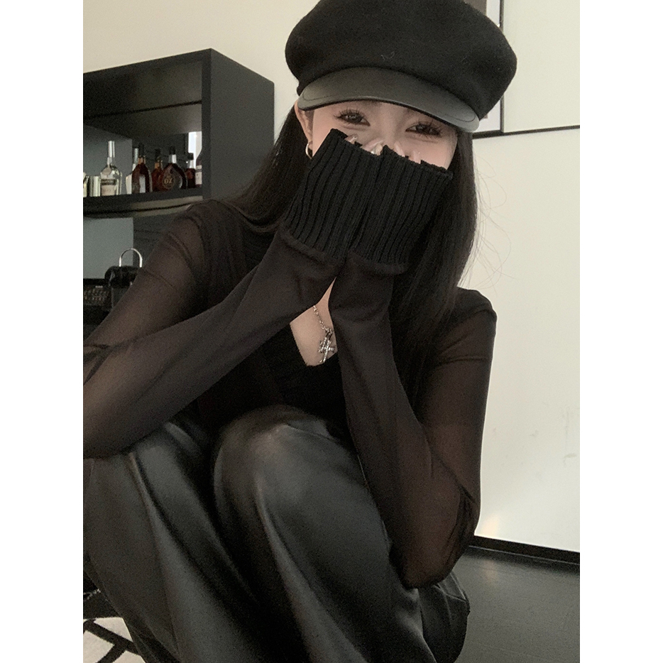 ZHELIHANGFEI Áo Dệt Kim Nữ Tay Dài Cổ Chữ V Thời Trang