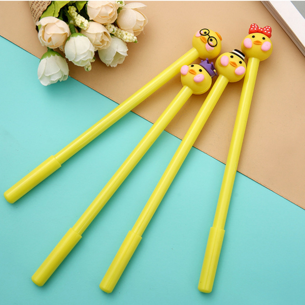 (Giao hàng ngẫu nhiên) (Nhiều hơn một lần bắn)Bút Bi Ngòi 0.5mm / 0.02in Bằng Nhựa Mềm Hình Chú Vịt Màu Đen Có Thể Tháo Rời Tiện Dụng