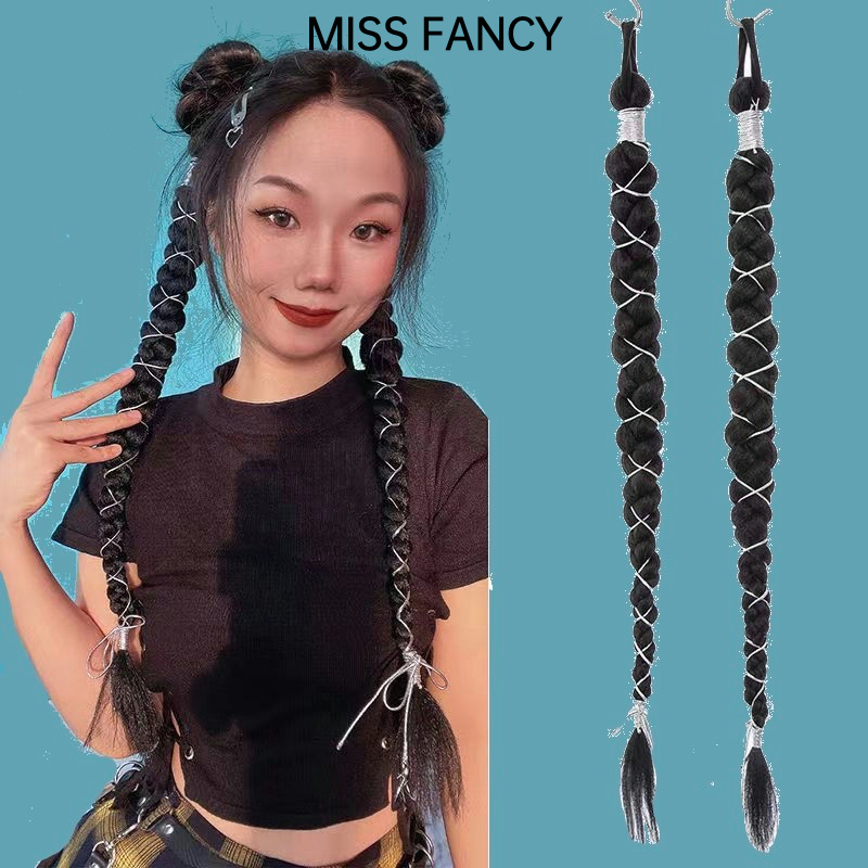 Tóc giả MISS FANCY đuôi ngựa 2 bên dạng kẹp 50cm thắt bím thời trang cho nữ