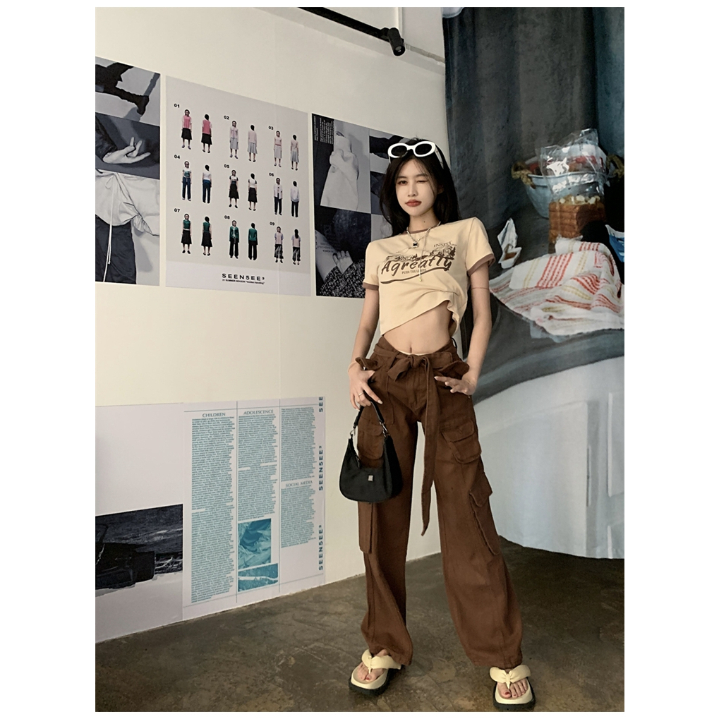 Áo Thun Lửng Ngắn Tay In Chữ Phong Cách Trẻ Trung Dành Cho Nữ