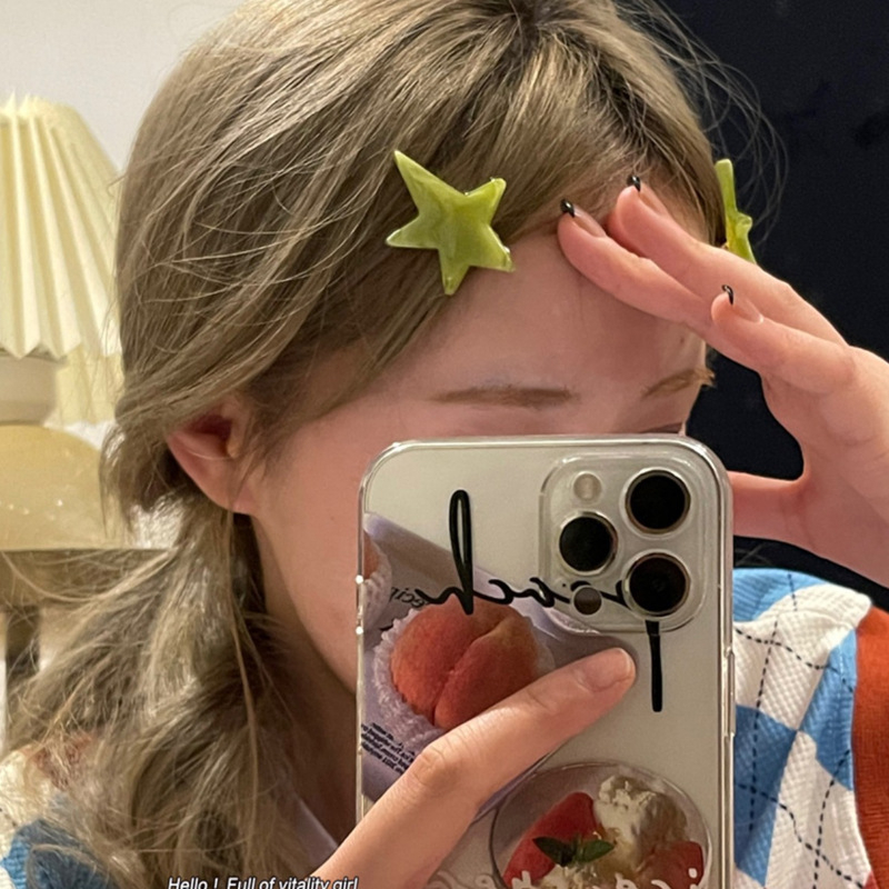 Bộ 2 Kẹp Tóc Mái Đầu Vịt / Kẹp Tóc Một Chiều Axit acetic Trong Suốt Kiểu Nhật Hàn Ngọt Ngào Cho Nữ