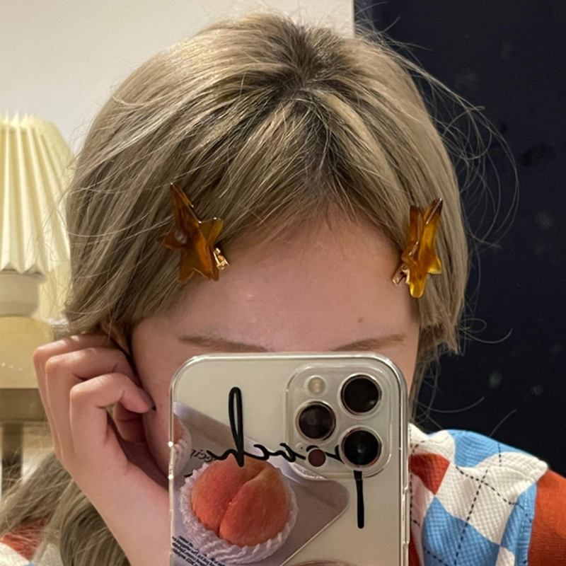 Bộ 2 Kẹp Tóc Mái Đầu Vịt / Kẹp Tóc Một Chiều Axit acetic Trong Suốt Kiểu Nhật Hàn Ngọt Ngào Cho Nữ