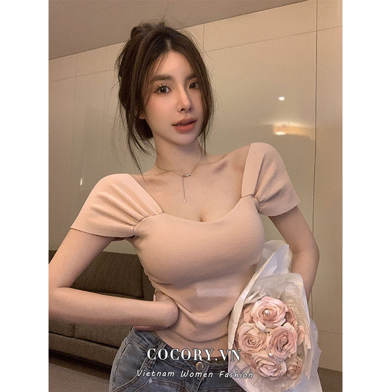 Cocory vn Áo Dệt Kim Hai Dây Có Đệm Ngực Gợi Cảm Cho Nữ