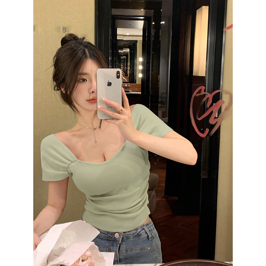 Cocory vn Áo Dệt Kim Hai Dây Có Đệm Ngực Gợi Cảm Cho Nữ