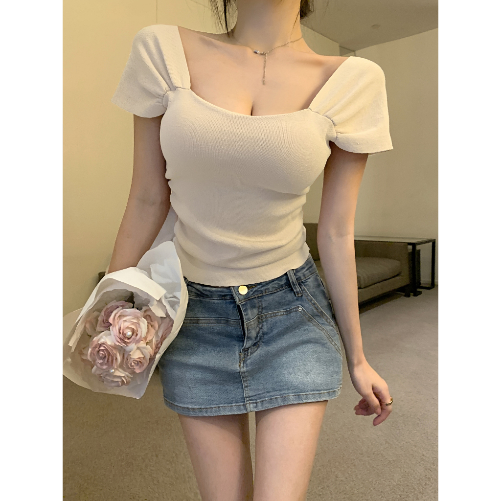 Cocory vn Áo Dệt Kim Hai Dây Có Đệm Ngực Gợi Cảm Cho Nữ